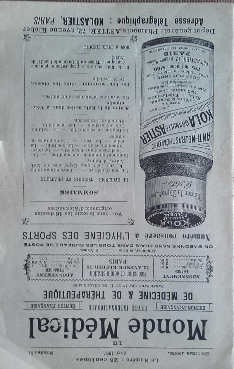 le monde médical avril 1897